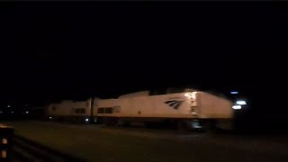 CSX Auto Rack And Amtrak Auto Train At Night