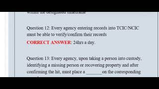 TCIC.NCIC TEST QUESTIONS AND ANSWERS