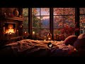 🍂 sleep peacefully with autumn rain fireplace cat wash away stress and insomnia after a busy day