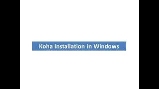 Koha Installation in Windows