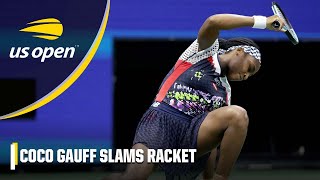 Coco Gauff slams her racket in frustration | 2022 US Open