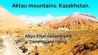 Altyn Emel national park. Aktau mountains. Kazakhstan hiking and camping.