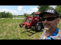 Batwing mower and the big red tractor! This thing is awesome!