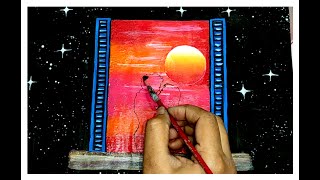 Daily challange#7/Romantic couple painting on Sunset Scenery/Easy acrylic painting /couple painting
