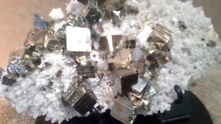 Amazing Pyrite Cubes on Quartz from Peru- natural / authentic-museum quality