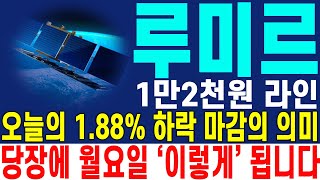 [루미르 주가전망] 1만2천원 라인 오늘의 1.88% 하락 마감의 의미 당장에 월요일 '이렇게' 됩니다 | 강산