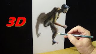 Trough the Wall - Drawing a Running 3D Figure - Trick Art on Paper - Vamos