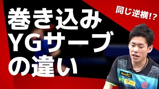 【卓球】巻き込みサーブとYGの違い（同じ逆横だけど）｜andro濱川さん【ぐっちぃ切り抜き】