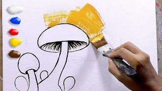 How to Paint Fantasy Landscape - Mushroom Forest in Acrylics / Time-lapse / JMLisondra