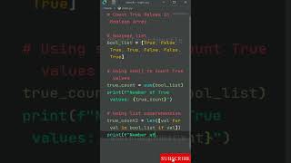 Count True Values in a Boolean Array in Python #coding #code #programming