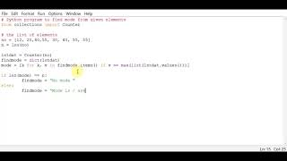 Python program to find mode from given elements