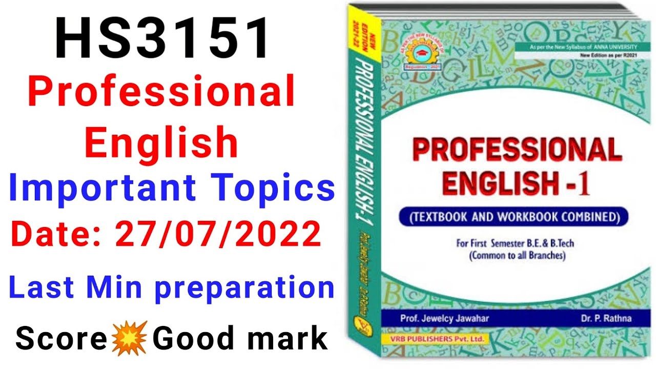 Hs3151 Professional English Important Questions Professional English