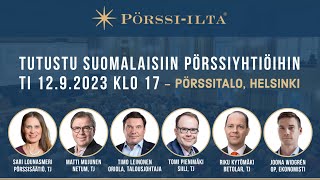 Pörssi-ilta Helsinki ti 12.9.2023 (Pörssitalo \u0026 verkossa)