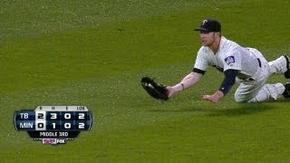 TB@MIN: Presley's diving grab robs Myers to end third