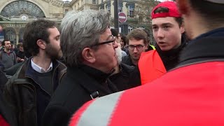 Grève SNCF: Mélenchon rejoint les grévistes gare de l'Est