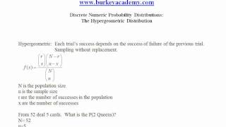 Discrete Numeric Probability Distributions Hypergeometric