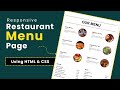 Restaurant Menu Page Using HTML & CSS | HTML & CSS Projects | Responsive HTML CSS Website