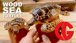 Wood Carving Sea Turtles - Art, Sculpture, Woodworking