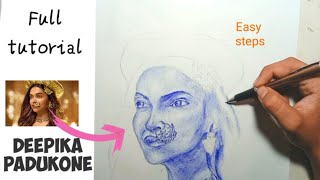 Ball pen drawing / pen realistic drawing Deepika Padukone