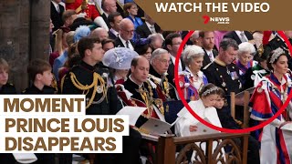 The moment Prince Louis disappears from King Charles' Coronation | 7NEWS