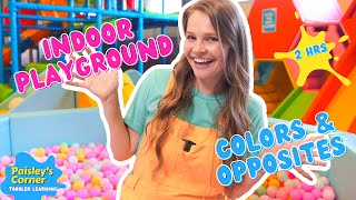 Learn Colors & Opposites at an Indoor Playground w/ Silly Ms Lily | Toy Learning Video for Toddlers