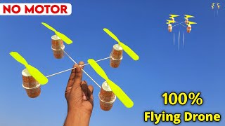 How to make Drone , 100% flying Drone without motor , Rubberband propeller flying toy , Easy project