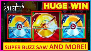 HUGE!!! Huff N' Even More Puff Slots - SUPER BUZZ SAW & WHEEL RETRIGGER!