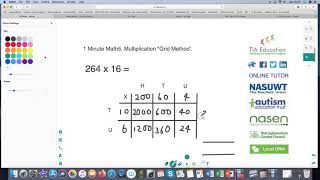 1 Minute Math5 - Multiplication, Grid Method.