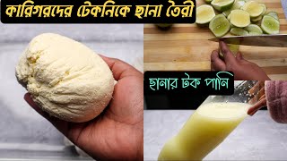 কারিগরের টেকনিকে লেবুর রস দিয়ে ছানা তৈরী | Milk Chana Recipe With Lemon Juice