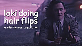 a compilation of loki doing hair flips, saying that he’s a god/king  and ordering people to kneel