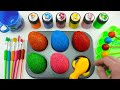 satisfying video rainbow mixing all candy in color eggs from rainbow glitter hearts u0026 cutting asmr