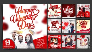 PSD VALENTINES DAY FLYER DESIGN WITH PHOTOSHOP - 100% EDITABLE PSD FILES