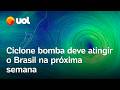 Ciclone bomba pode atingir o sul do Brasil e trazer fortes chuvas e frio, alertam meteorologistas