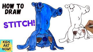 How to Draw Stitch Doing a Handstand! - Step by step drawing