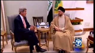 John Kerry, U.S. Secretary of State, heads to Iraq to meet with Shiite prime minister, Sunni and Kur