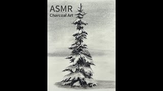 ASMR | How to Draw Snow Covered Tree with Pencils | Easy Step by Step Tutorial for Beginners