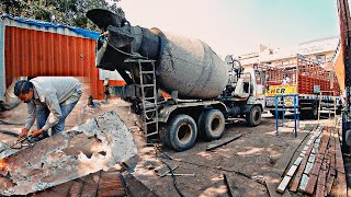 Truck cement mixer discharge chute repair | Indian truck dent repair