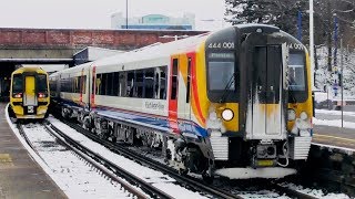 SWR Class 444s At Southampton Central In The Snow - Sunday 18th March 2018