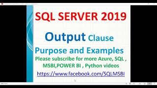SQL 2019 Tutorials | Output Clause in SQL | sql output clause | query result in sql