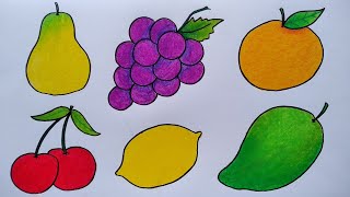Menggambar buah buahan || Cara mewarnai gradasi buah buahan