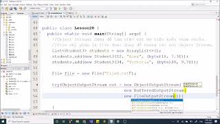 Java-SE1705: Object Stream (ObjectOutputStream, ObjectInputStream, writeObject, readObject)