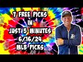 MLB Best Bets for Today Picks & Predictions Sunday 6/16/24 | 7 Picks in 5 Minutes