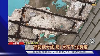 天花板頻剝落!安平海砂屋住戶 在家戴安全帽｜TVBS新聞