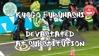 Celtic 2 - Aberdeen 1 - Kyogo Furuhashi - 古橋 亨梧  - Devastated At Substitution - 28 November 2021