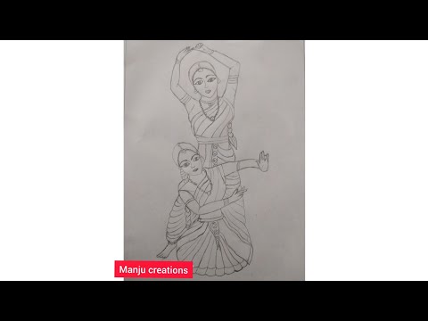 How to Draw Classical Dancing Bharatnatyam Women 2 | #short #shorts #classic #art #Manjucreations