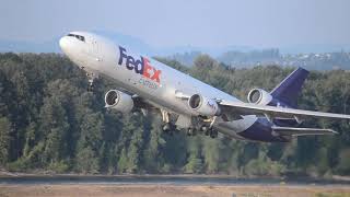 FedEx McDonnell Douglas MD-11F [N614FE] Takeoff From PDX