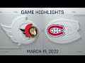 NHL Highlights | Senators vs. Canadiens - Mar. 19, 2022