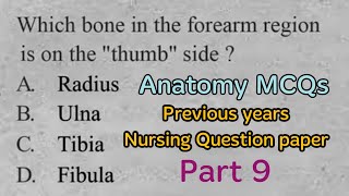 Anatomy MCQs from previous years Nursing question papers || Staff nurse exam #anatomymcqs