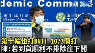 第十輪也打BNT！10/3開打　陳時中：若到貨順利不排除往下開｜中時新聞網