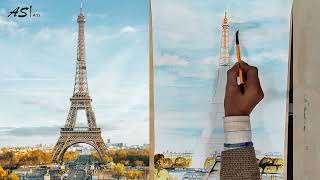 Eiffel Tower Color Painting || How to Draw Eiffel Tower Drawing || ASI Arts